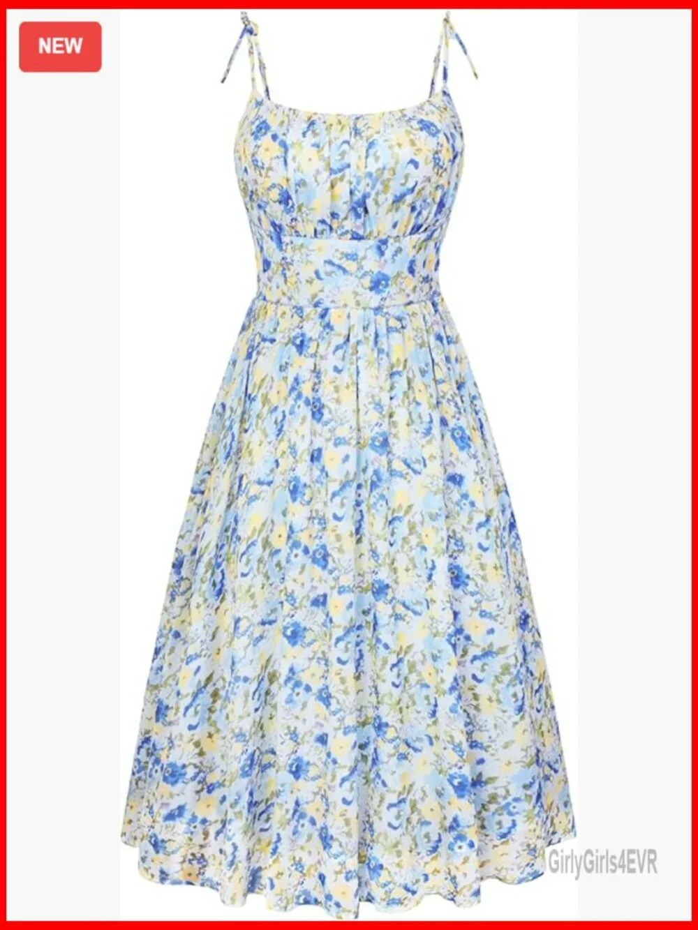 Spaghetti Strap Midi Sundress with Pockets Floral